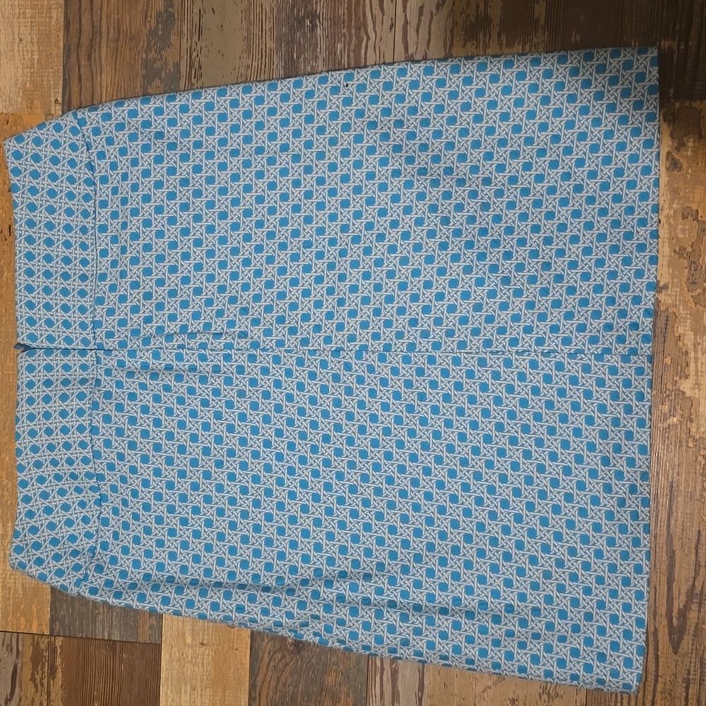 Talbots Teal Geometric‎ Pencil Skirt Size 8P Business Casual Preppy Spring - Picture 4 of 4